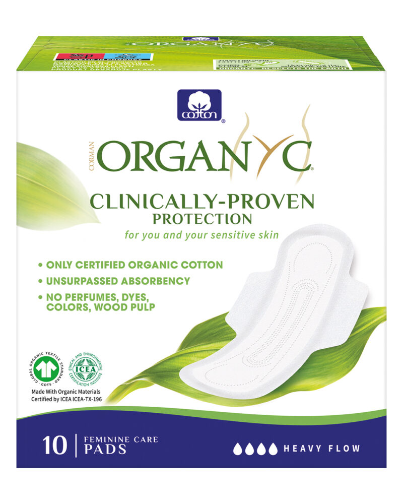 Organyc Pads With Wings HEAVY FLOW 4 Drops x10