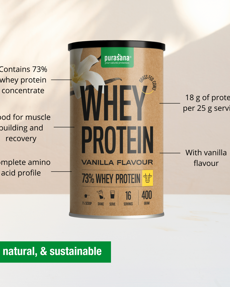 Purasana Whey protein 73% vanilla 400gr - Image 2