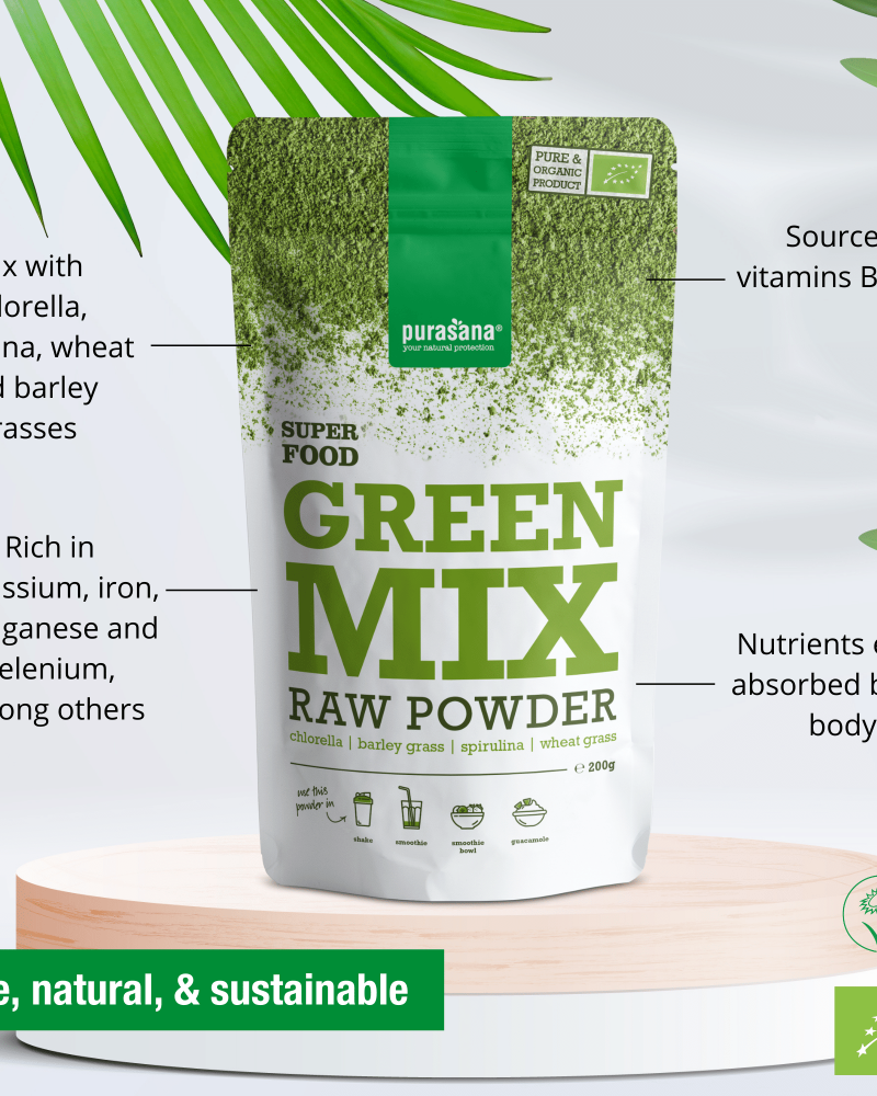 Purasana Green mix raw powder 200g - Image 2