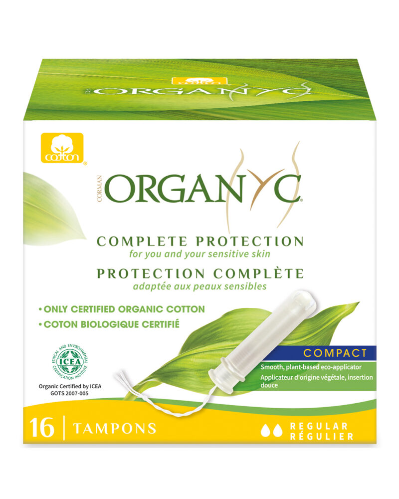 Organyc Compact Tampons Plastic Applicator REGULAR 2 Drops x16