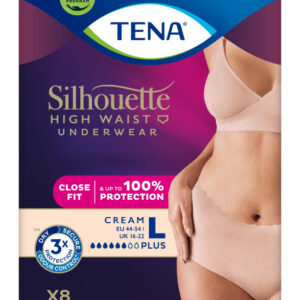 TENA SILHOUETTE CREAM H/W LARGE PLUS 6 DROPS X8